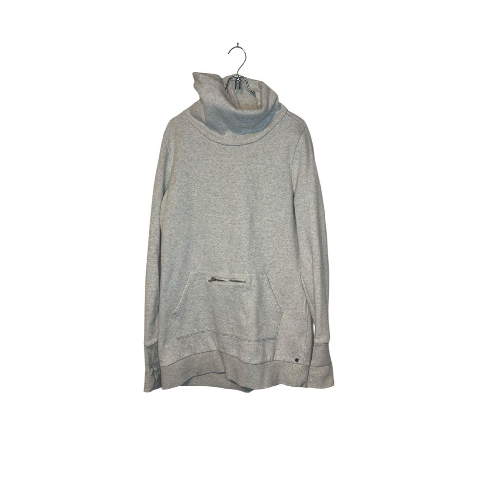 Fabletics Women Sweatshirt Funnel Neck Pullover Thumbholes Pockets Cream Medium